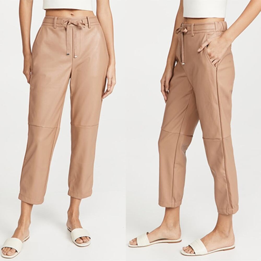NWT Cami NYC Adene Vegan Leather Camel Cropped Drawstring Pant in Cortado - Picture 9 of 9